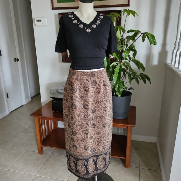 Briggs New York Dresses & Skirts - Briggs vintage boho paisley grunge 90's style demure high-rise midi skirt